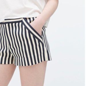 Zara Trafaluc Navy Blue Striped Short Medium